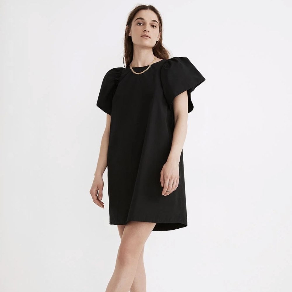 EUC Madewell Poplin Flutter-Sleeve Shift Dress